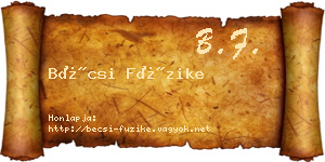 Bécsi Füzike névjegykártya
